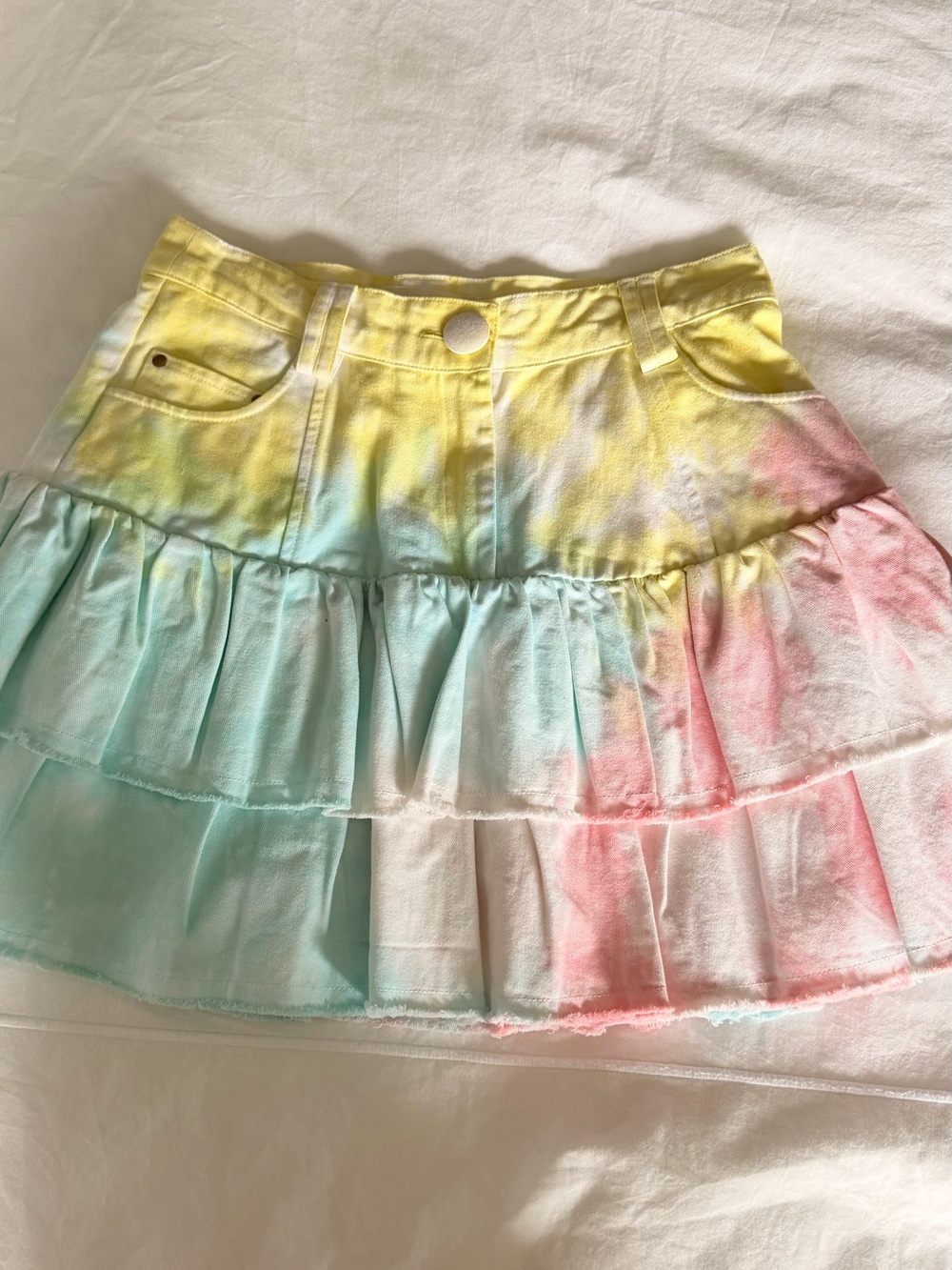 LoveShackFancy Landen Tie-Dye Tiered Mini Skirt Size 0